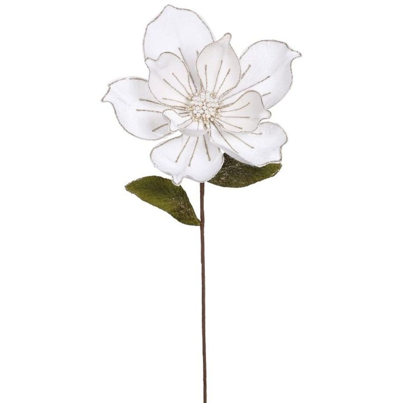 Mark Roberts 2022 Jeweled Magnolia Stem, Large 24 Inches, Cream
