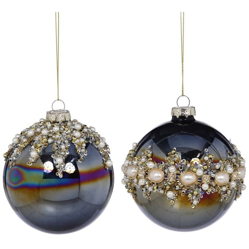 Mark Roberts 2022 Pearl Banded Ball Ornament, Assortment Of 2 4 Inches
