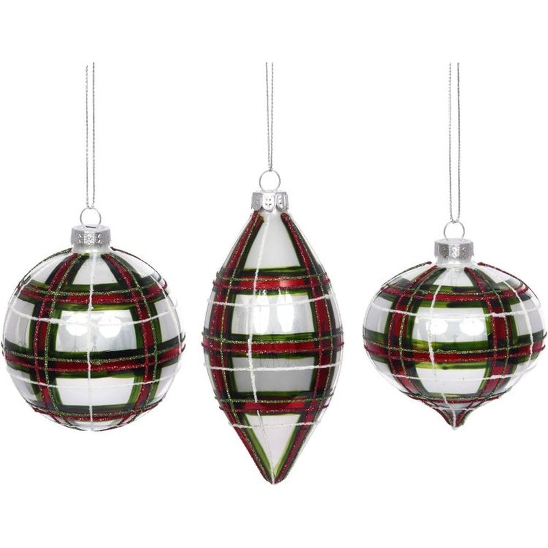 Mark Roberts 2022 Red And Green Plaid Ornament, Assortment Of 3 3 Inches