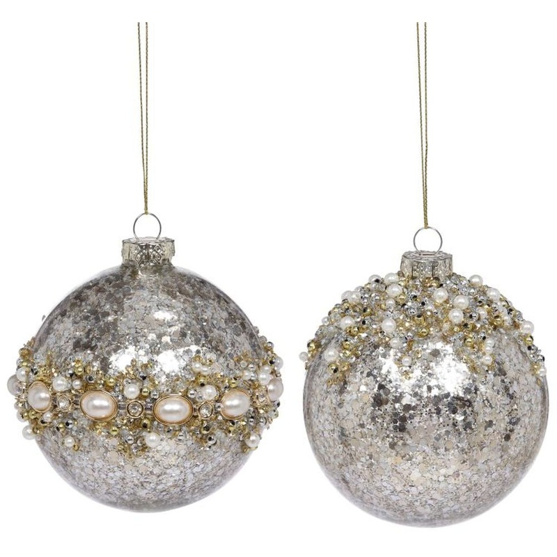 Mark Roberts 2022 Ribboned Pearl Ornament, Assortment Of 2 4 Inches