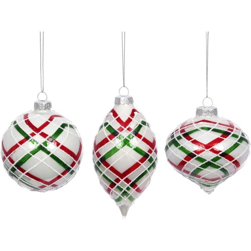 Mark Roberts 2022 White And Green Striped Ornament, Assortment Of 3 3 Inches