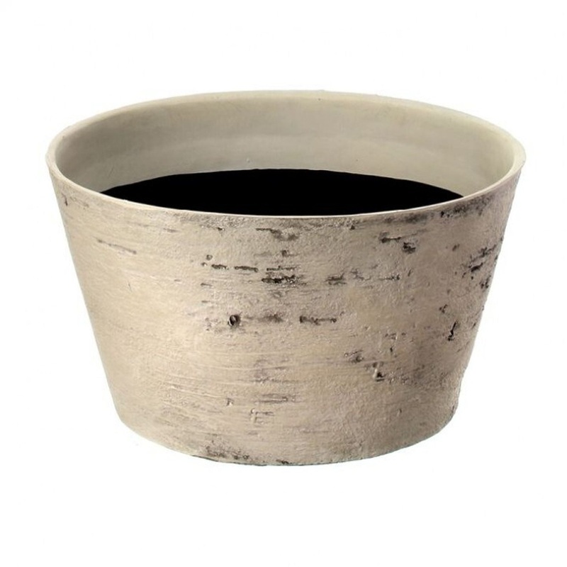 Regency International Fiber Resin Aged Tapered Pot 16D x 9H, Country White