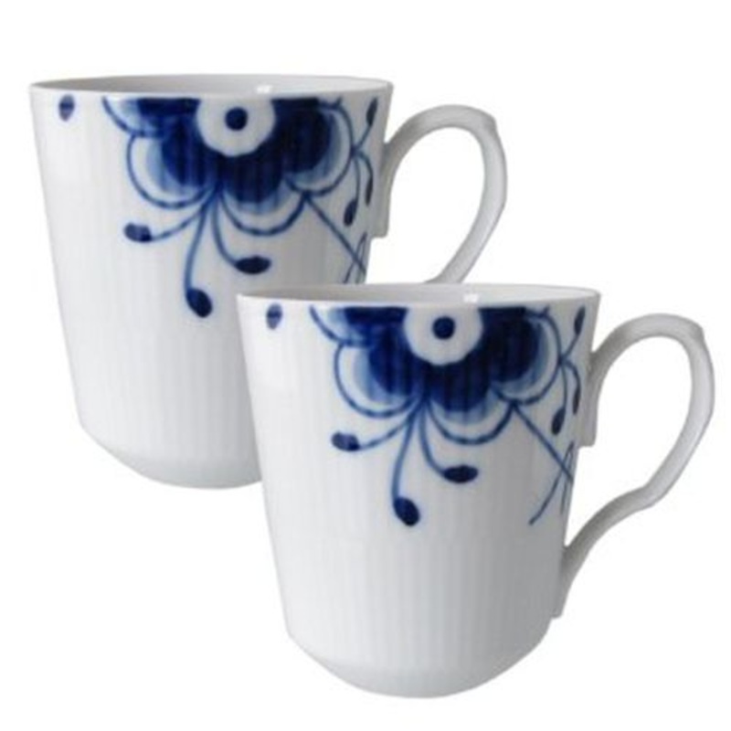 Royal Copenhagen Blue Fluted Mega Mug, 12.25 Oz., Set of 2, Porcelain