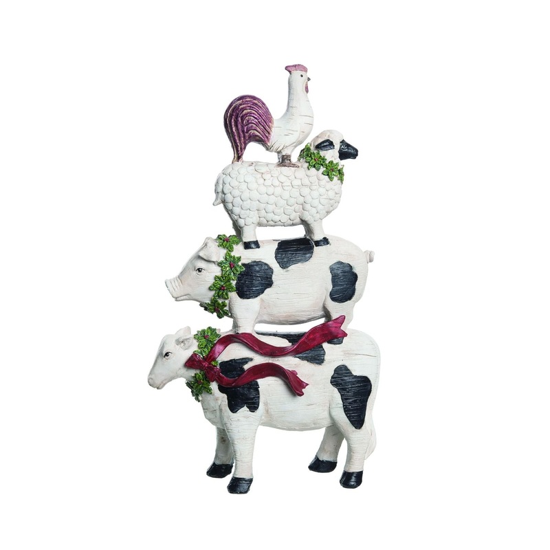 Transpac  Resin Merry Stacked Farm Animals Decor