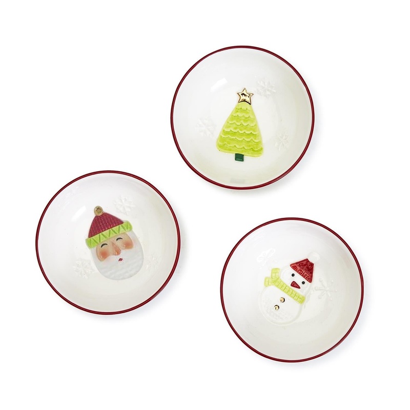 Two’s Company Merry And Bright Set of 3 Christmas Tidbit Bowls Includes 3 Design
