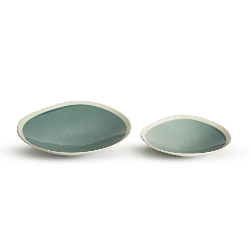 Two’s Company Plage Des Marinia Res Set of 2 Aqua Open Bowl (Food Safe)- Ceramic