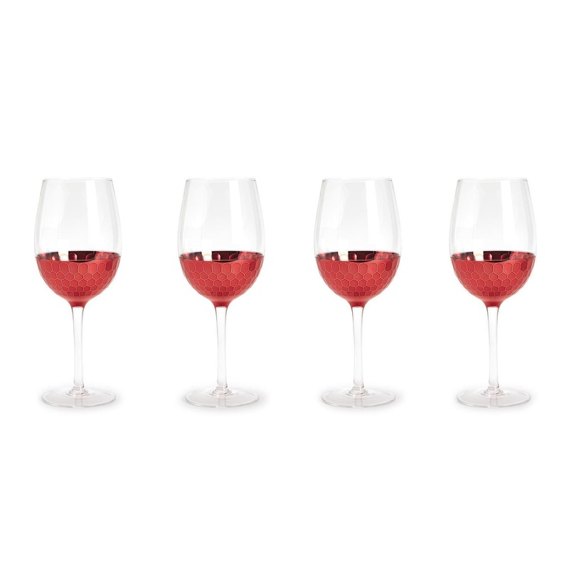 Two’s Company Red Hot Set Of 4-Piece Faceted Wine Glasses