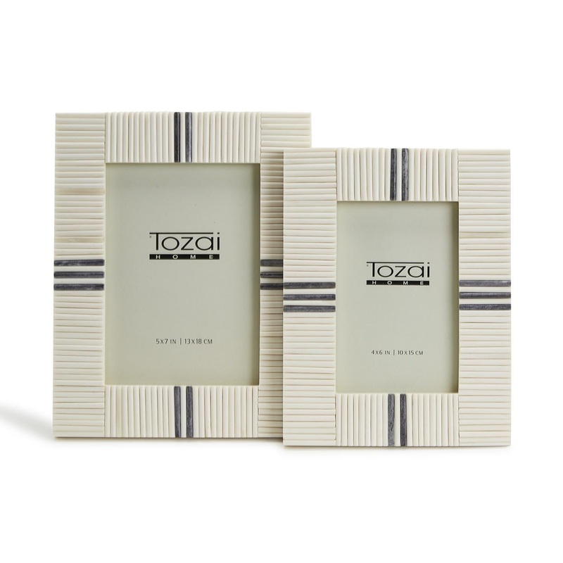 Two’s Company Stacks Set Of 2 Photo Frames With Grey Colored Inlay Includes 2