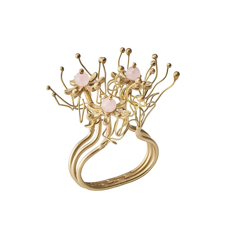 Kim Seybert Napkin Ring : Flora, Blush/Gold, Set Of 4