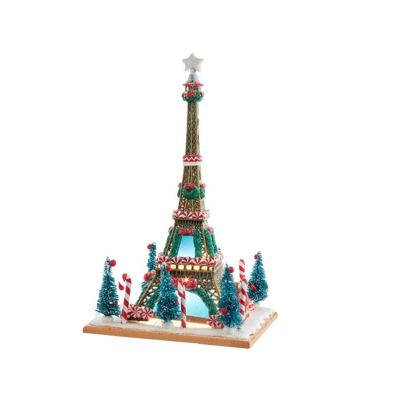 Kurt Adler 10 Claydough Pre-Lit Eiffel Tower Table Piece