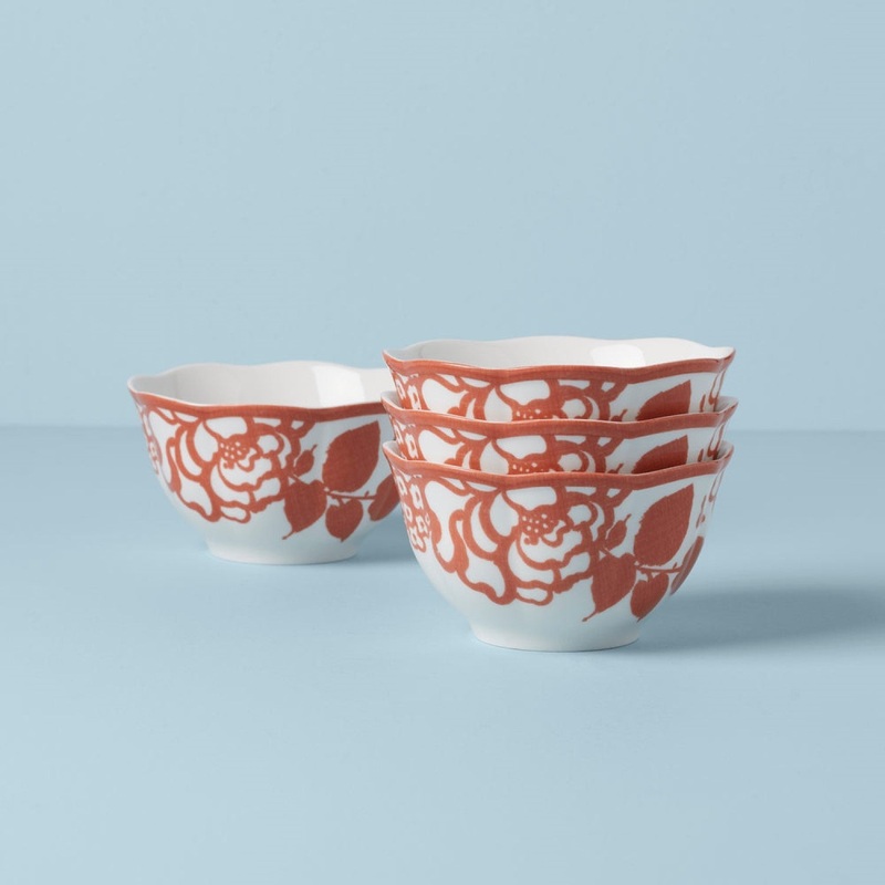 Lenox Butterfly Meadow Cottage Rice Bowls, Set Of 4 Saffron