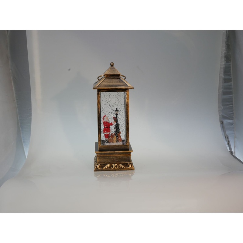 Musicbox Kingdom 12.2 Music Box Rectangular Black Lantern With Glitter Globe