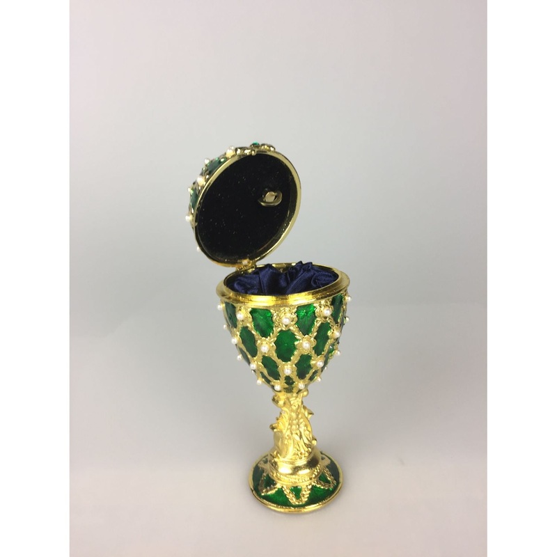 Musicbox Kingdom 5.3 Faberge Style Egg Green Melody Magic Flute.