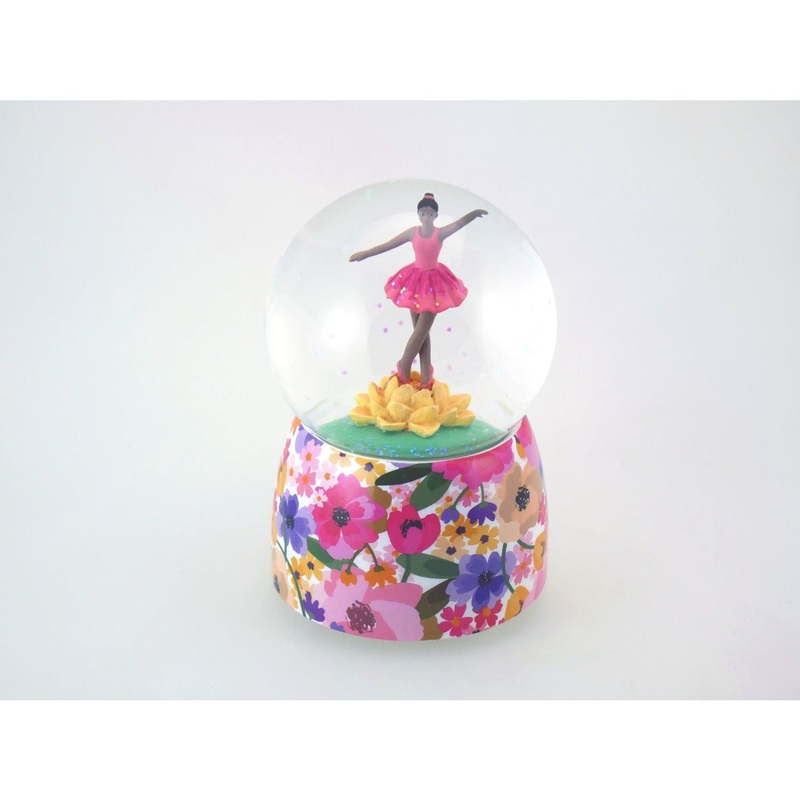 Musicbox Kingdom Glitter Globe 3.9 Ballerina Dancing On Flowers
