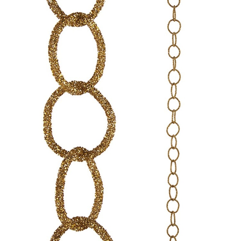 Raz Imports 2022 Evergreen & Gold 5′ Gold Glittered Chain Garland