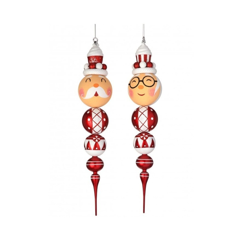 Regency 30 Vacuum Plated Mr. & Mrs. Claus Candy Finial Ornament S/2 Assortment
