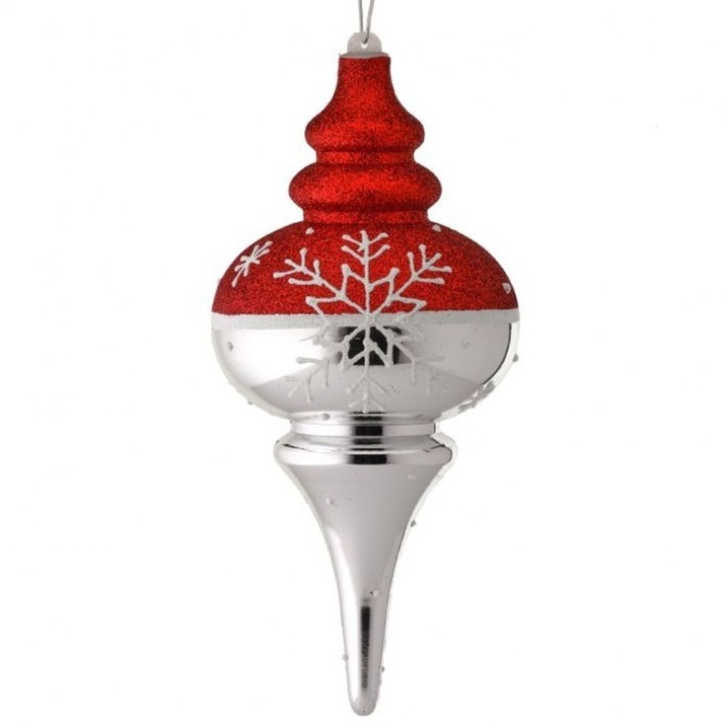 Regency International 10 Vacuum Plated Glitter 2-Tone Snowflake Finial Ornament