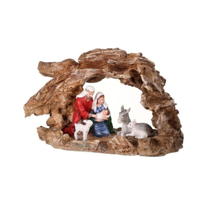 Regency International 11 Resin Holy Family & Animals with Rock Cresh