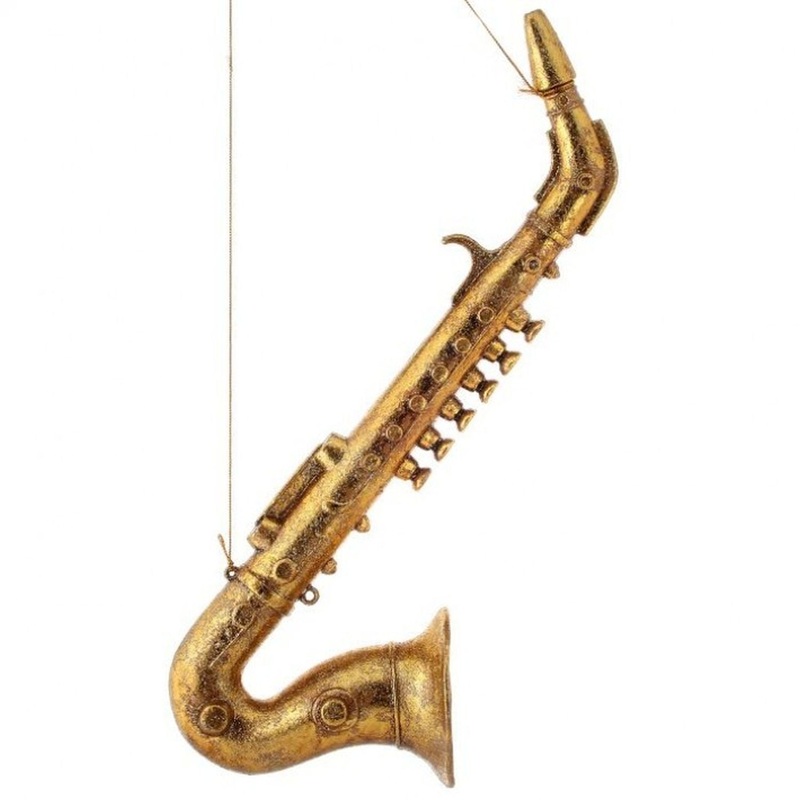 Regency International 17 Gilded Plastic Saxophone Ornament