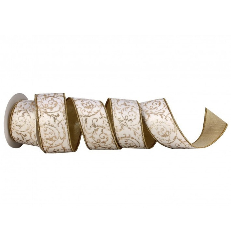 Regency International 2.5X5Y Scroll Metallic Dupion Fused Ribbon