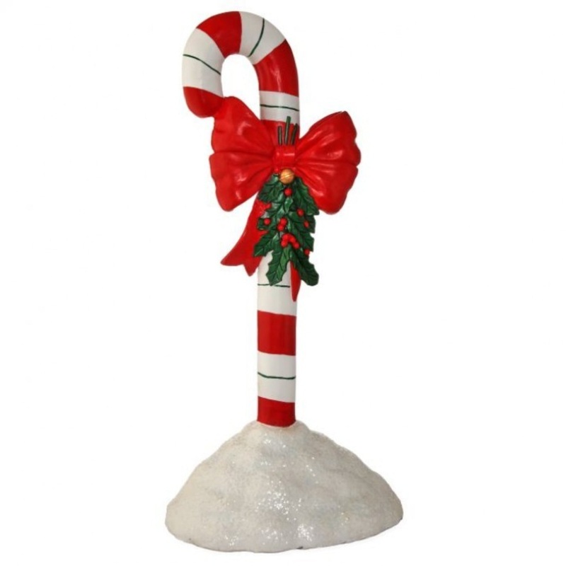 Regency International 36 Resin Outdoor Candy Cane with Bow & Holly