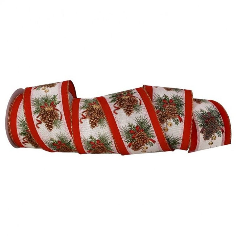 Regency International 4X10Y Red Back/Cones/Bow With Bells Ribbon – Multi-Color