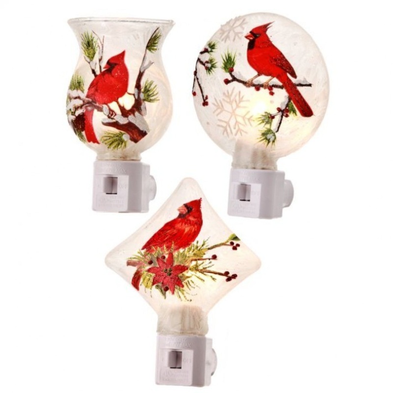 Regency International 5.5 Ul Glass Cardinal Night Light, Set of 3 Assortment