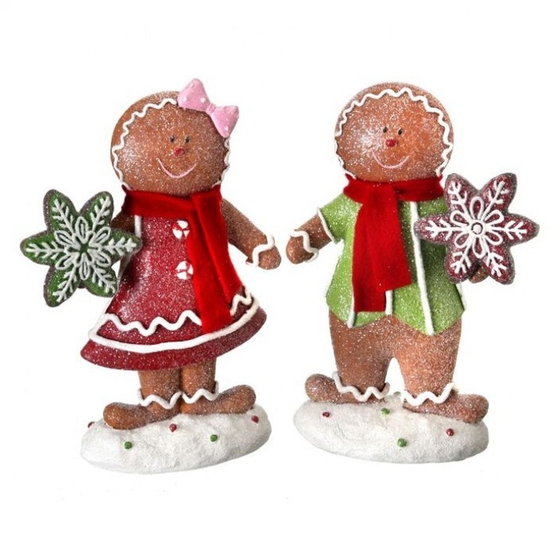 Regency International 8.5 Resin Gingerbread Couple with Cookies, S/2 Assortment