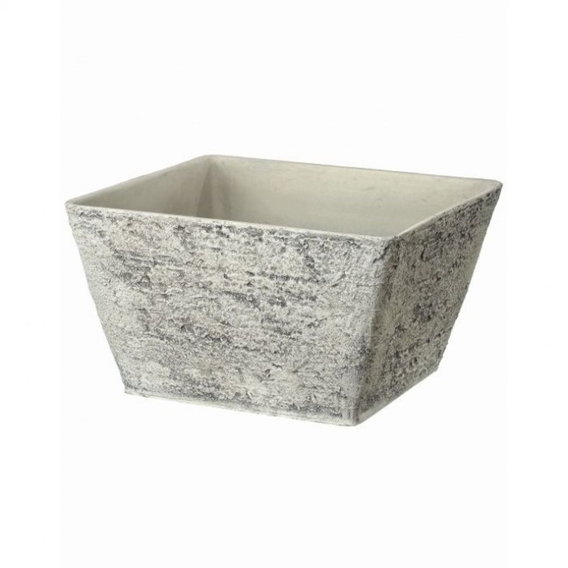 Regency International Fiber Resin Aged Square Taper Planter 15.5D x 9H Cement
