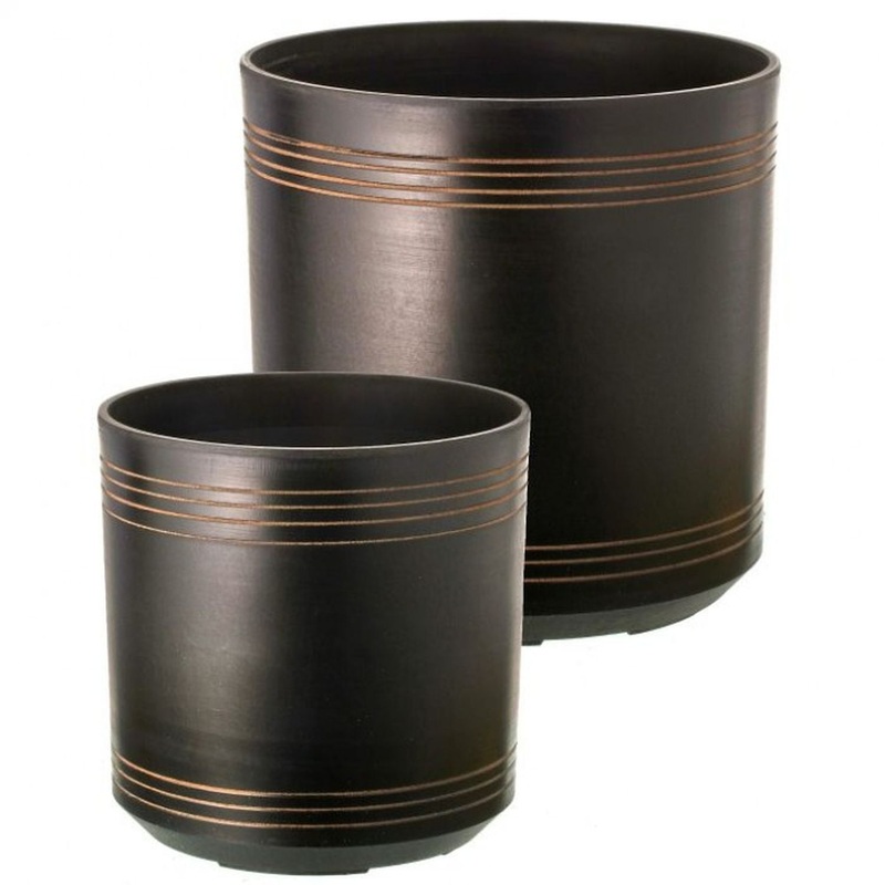 Regency International Fiber Resin Tribal Cylinder Planter 11-14T Set of 2