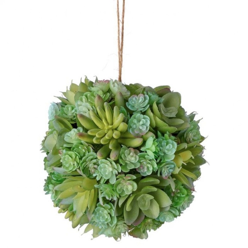 Regency International Hanging Plastic Natural Touch Succulent Orb 6 Gey Green