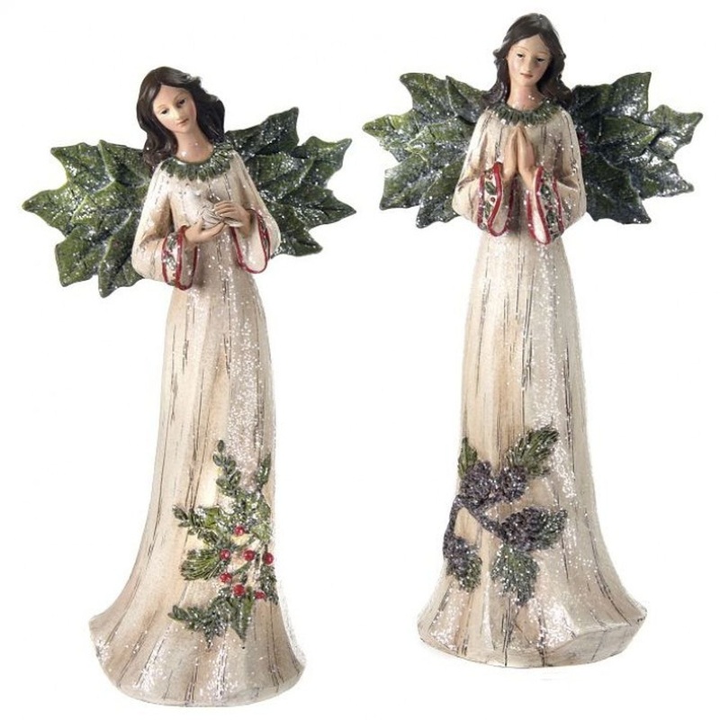 Regency International Resin Holly Winged Angel 12, Set of 2, Assortment
