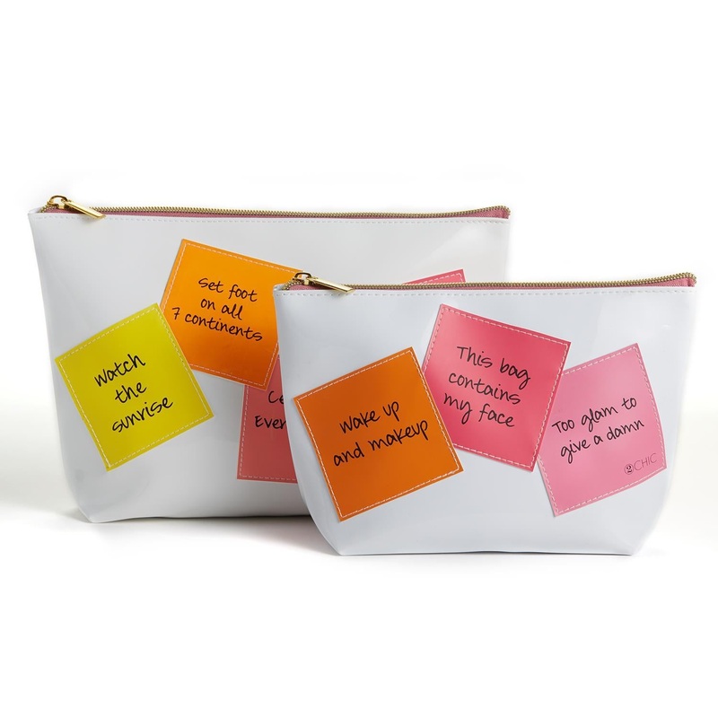 Two’s Company Stick with It! Set of 2 Zippered Pouches Includes 2 Sizes – Vinyl