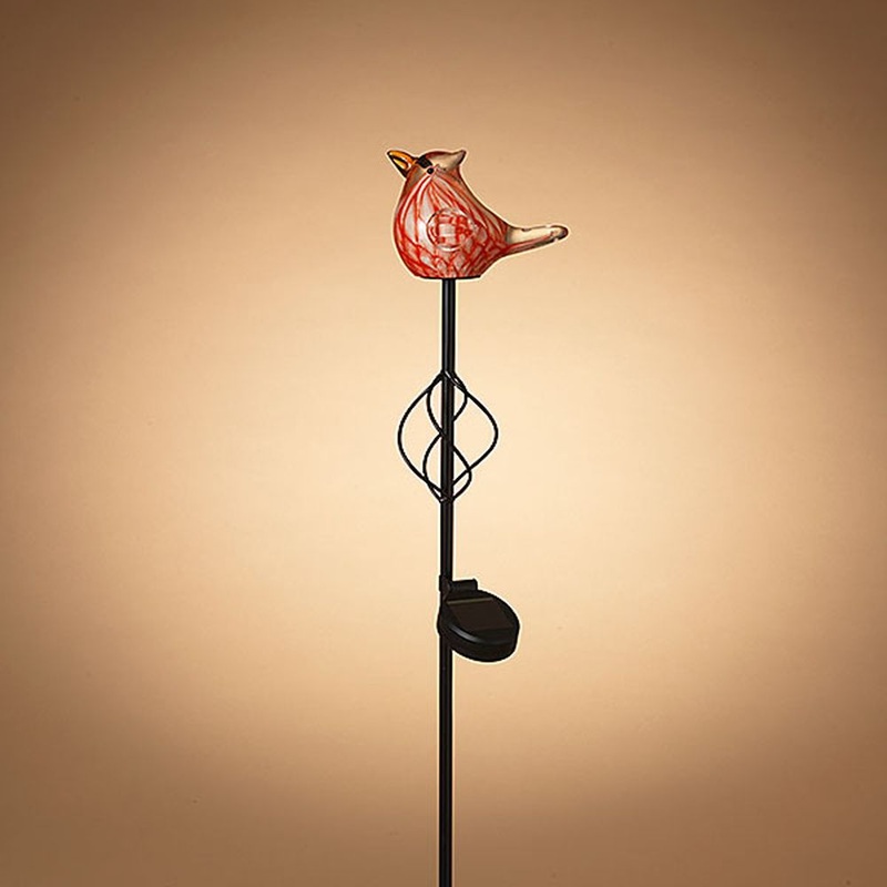 Gerson Company 28.35 Solar Lighted Hand Blown Glass Cardinal Yard Stake