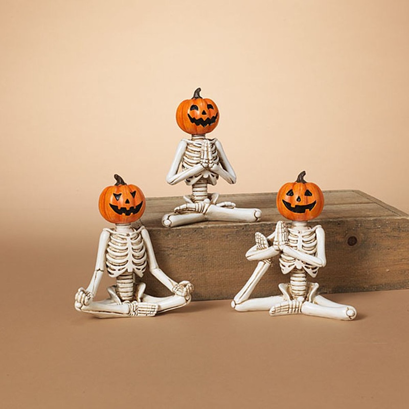 Gerson Company 5.5 Resin Skeleton W/ Pumpkin Head, Assortment Of 3