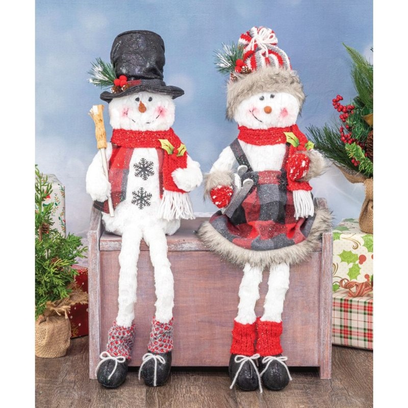 Hanna’s Handiworks Holiday Plaid Snowman Dangle Leg Set Of 2 Assortment.