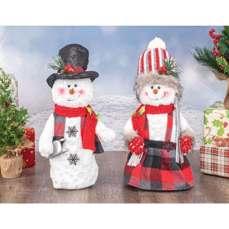 Hanna’s Handiworks Holiday Plaid Snowman Tabletop Set Of 2 Assortment.