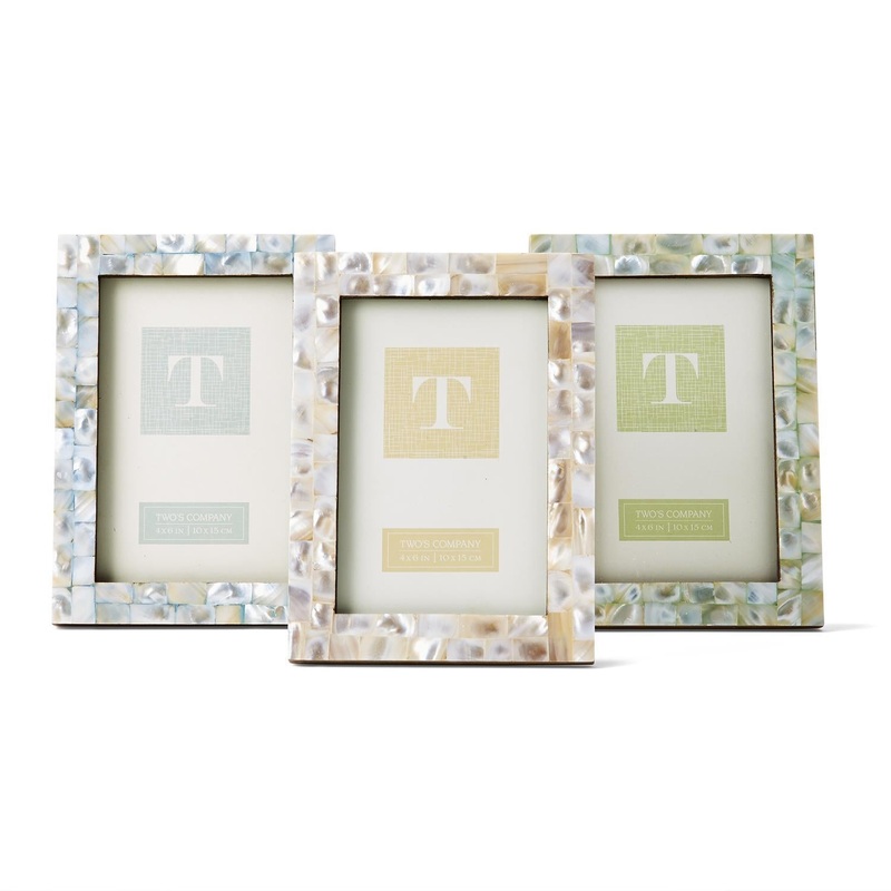 Pearly Hues 4 X 6 Mother Of Pearl Tiles Photo Frame Assorted 3 Colors