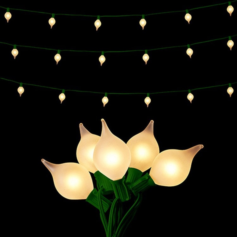 Raz 2022 14′ Connectable Matte Kismet String Lights Green Wire W/15 White Lights