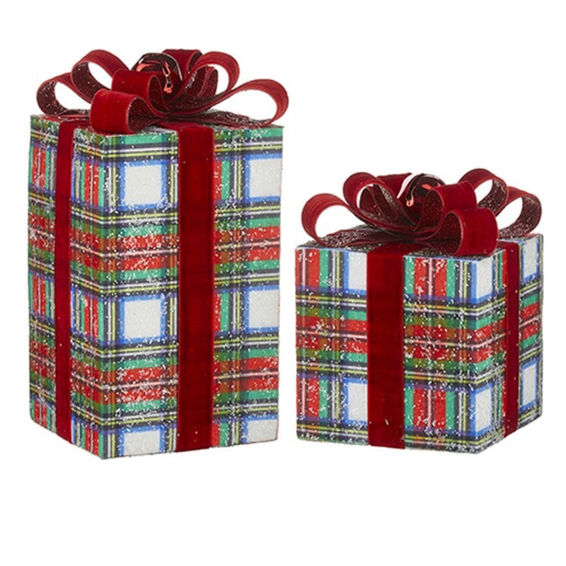 Raz Imports 2022 Tartan Tidings 10 Plaid Package, Set of 2