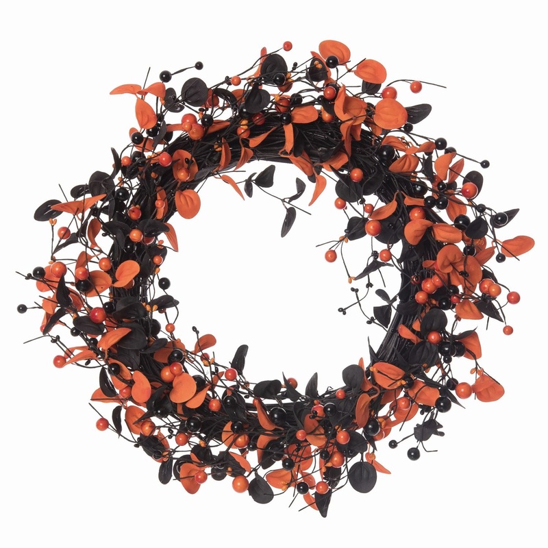 Transpac 22 Orange & Black Eucalyptus Wreath