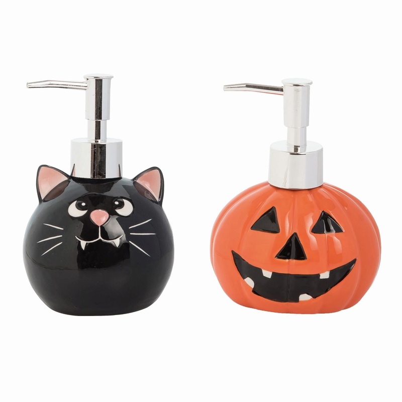 Transpac Dolomite Cat/Jack Soap Dispenser, Set Of 2, Assortment