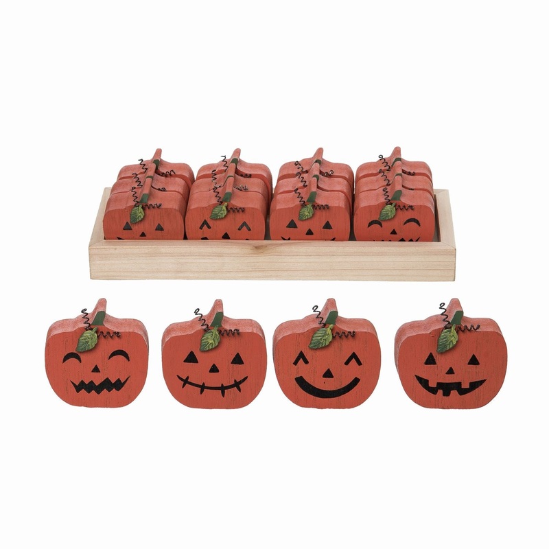 Transpac MDF Mini Pumpkins In Crate, Set Of 12