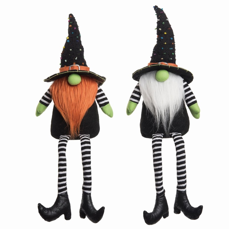 Transpac Plush Halloween Gnome Sitter, Set Of 2, Assortment