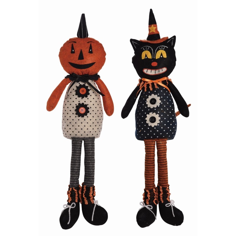 Transpac Plush Halloween Vintage Shelf Sitter, Set Of 2, Assortment