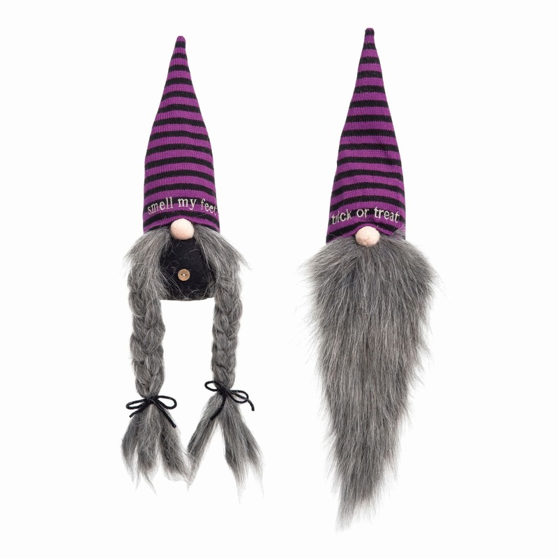 Transpac Plush Trick Or Treat Gnomes, Set Of 2