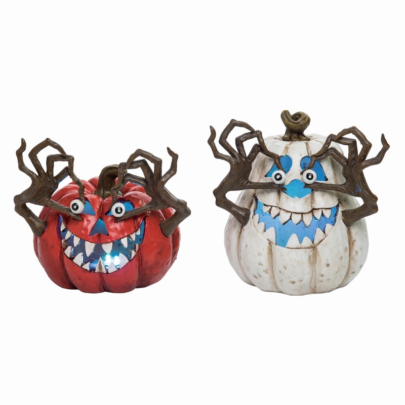 Transpac Resin Light Up Jack-O-Lantern, Set Of 2, Assortment
