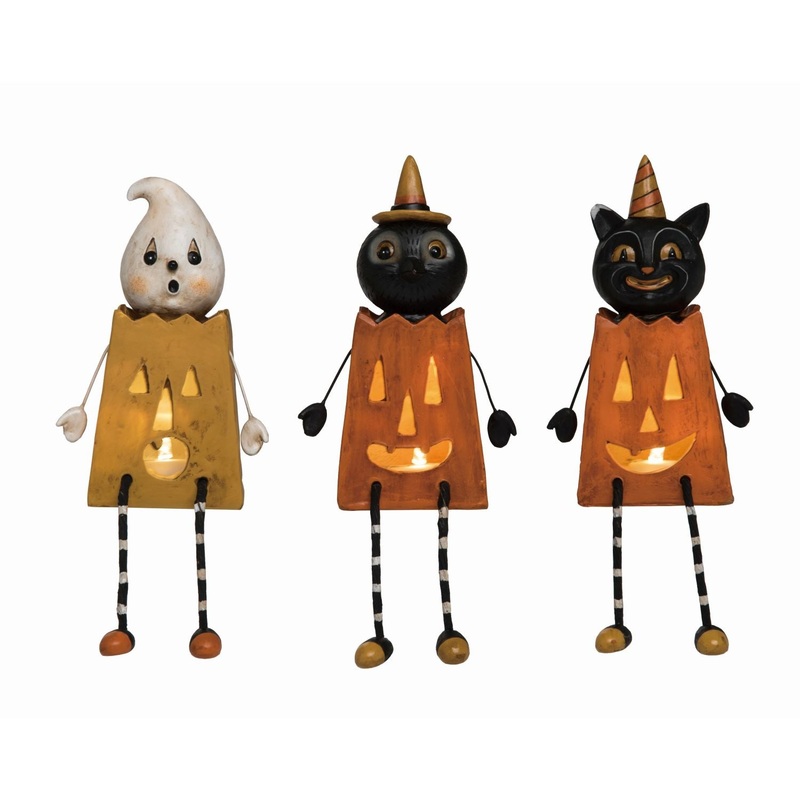 Transpac Resin Light Up Treat Bag Shelf Sitter, Set Of 3, Assortment