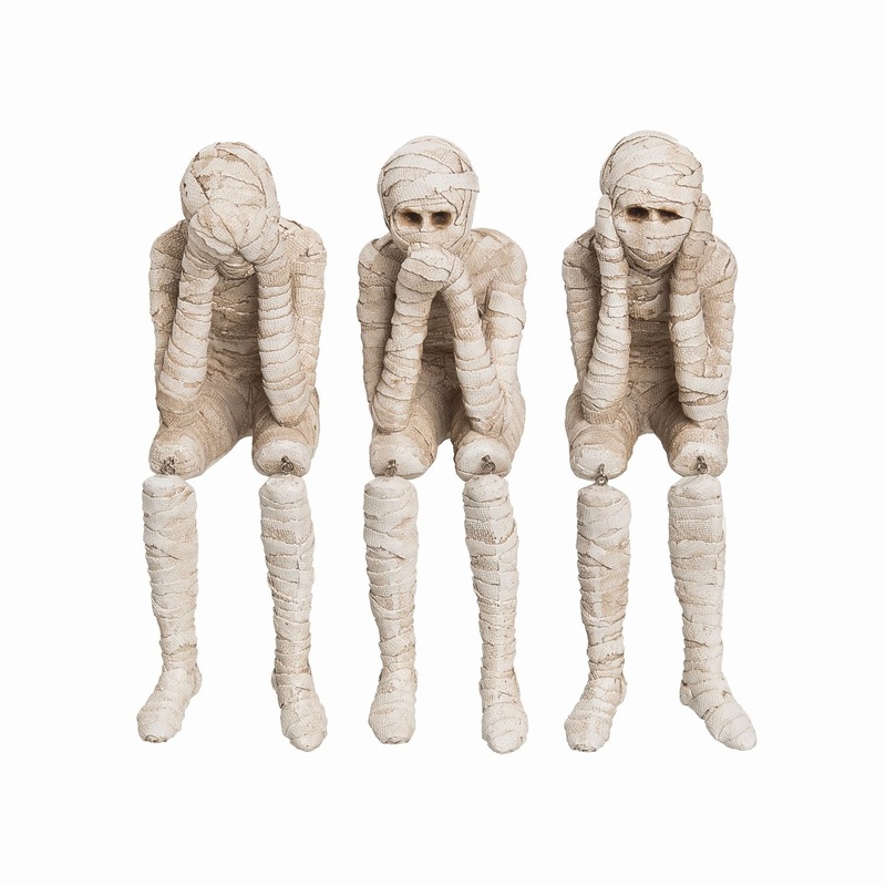 Transpac Resin Mummy No Evil Shelf Sitters, Set Of 3, Assortment
