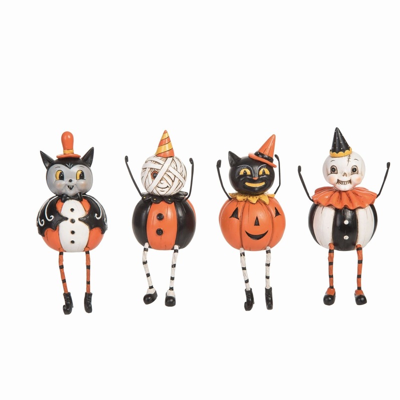 Transpac Resin Pumpkin Body Figurine, Set Of 4, Assortment
